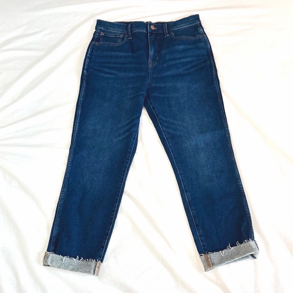 J. Crew Classic Vintage Dark Blue Ankle straight Jeans folded bottom size 28